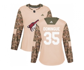Women Adidas Phoenix Coyotes #35 Louis Domingue Camo Authentic 2017 Veterans Day Stitched NHL Jersey
