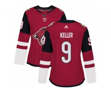 Women Adidas Phoenix Coyotes #9 Clayton Keller Maroon Home Authentic Stitched NHL Jersey