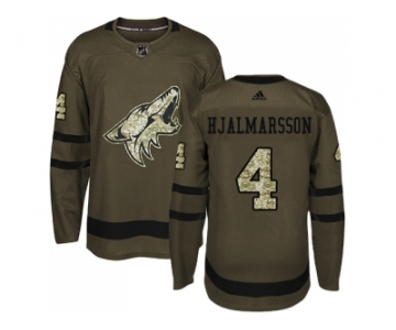 Youth Adidas Phoenix Coyotes #4 Niklas Hjalmarsson Green Salute to Service Stitched NHL Jerse