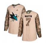 Adidas San Jose Sharks #7 Paul Martin Authentic Camo Veterans Day Practice NHL Jersey