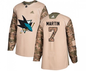 Adidas San Jose Sharks #7 Paul Martin Authentic Camo Veterans Day Practice NHL Jersey
