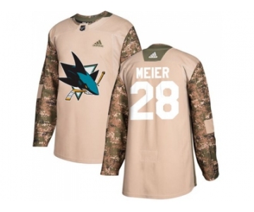 Men Adidas San Jose Sharks #28 Timo Meier Camo Authentic 2017 Veterans Day Stitched NHL Jersey