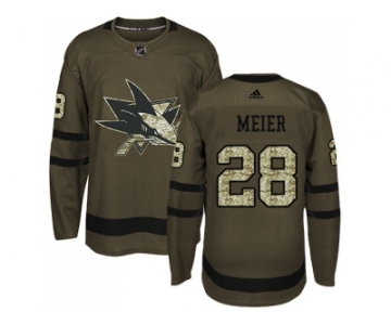 Men Adidas San Jose Sharks #28 Timo Meier Green Salute to Service Stitched NHL Jersey