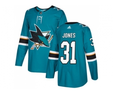 Men Adidas San Jose Sharks #31 Martin Jones Teal Home Authentic Stitched NHL Jersey