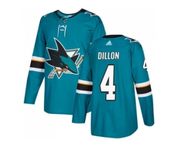 Men Adidas San Jose Sharks #4 Brenden Dillon Teal Home Authentic Stitched NHL Jersey