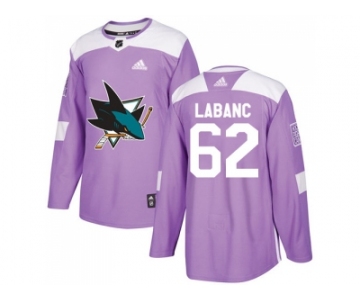 Men Adidas San Jose Sharks #62 Kevin Labanc Purple Authentic Fights Cancer Stitched NHL Jersey