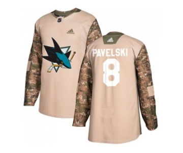 Men Adidas San Jose Sharks #8 Joe Pavelski Camo Authentic 2017 Veterans Day Stitched NHL Jersey
