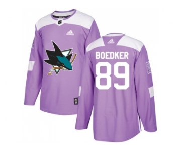 Men Adidas San Jose Sharks #89 Mikkel Boedker Purple Authentic Fights Cancer Stitched NHL Jersey