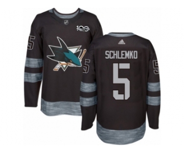 Men's Adidas San Jose Sharks #5 David Schlemko Authentic Black 1917-2017 100th Anniversary NHL Jersey