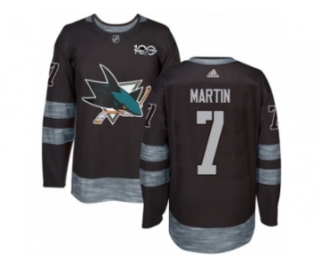 Men's Adidas San Jose Sharks #7 Paul Martin Authentic Black 1917-2017 100th Anniversary NHL Jersey