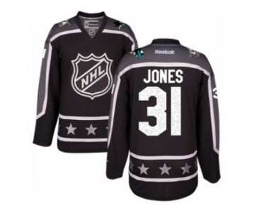 Men's Reebok San Jose Sharks #31 Martin Jones Authentic Black Pacific Division 2017 All-Star NHL Jersey