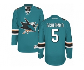 Men's Reebok San Jose Sharks #5 David Schlemko Authentic Teal Green Home NHL Jersey