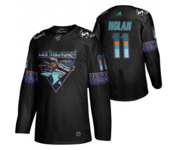 Men's San Jose Sharks #11 Owen Nolan 2020 Los Tiburones Limited Hockey Jersey Black