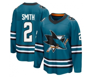 Men's San Jose Sharks #2 Will Smith Breakaway Teal Home 2nd Jersey