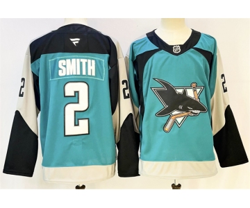 Men's San Jose Sharks #2 Will Smith Teal 2025 Alternate Stitched Hockey Jersey