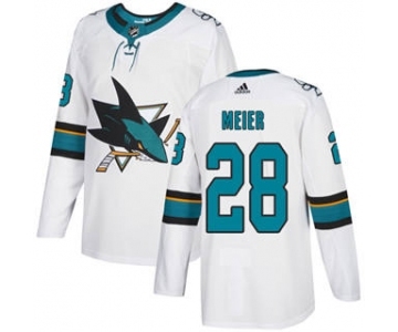 Men's San Jose Sharks #28 Timo Meier White Road Stitched Hockey Jersey
