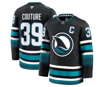 Men's San Jose Sharks #39 Logan Couture Black 2024-25 Alternate Stitched Hockey Jersey