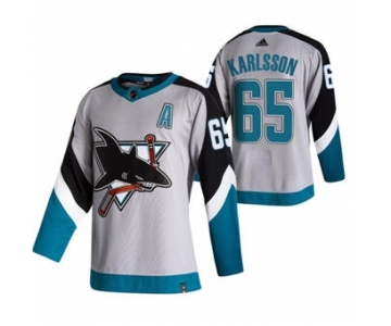 Men's San Jose Sharks #65 Erik Karlsson Grey 2020-21 Reverse Retro Alternate Hockey Jersey