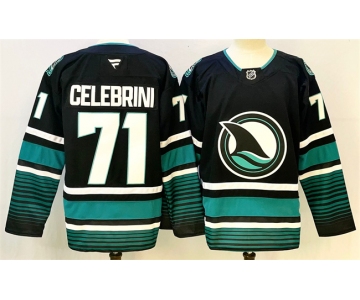 Men's San Jose Sharks #71 Macklin Celebrini Black 2024-25 Alternate Stitched Hockey Jersey