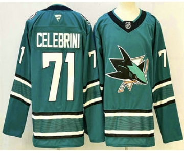 Men's San Jose Sharks #71 Macklin Celebrini Teal Authentic Jersey