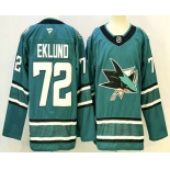 Men's San Jose Sharks #72 William Eklund Teal Authentic Jersey Men's San Jose Sharks #72 William Eklund Teal Authentic Jersey
