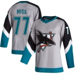 Men's San Jose Sharks #77 Michael Misa Authentic Gray 2020-21 Reverse Retro Jersey Men's San Jose Sharks #77 Michael Misa Authentic Gray 2020-21 Reverse Retro Jersey
