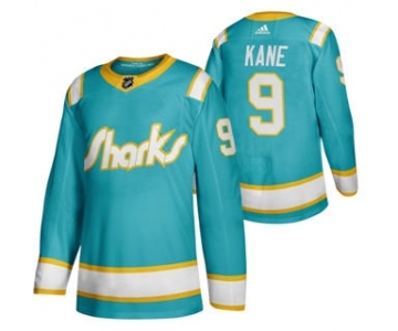 Men's San Jose Sharks #9 Evander Kane 2020 Throwback Authentic Player Hockey Jersey Teal