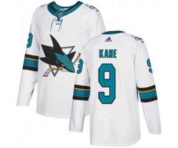 Men's San Jose Sharks #9 Evander Kane White Road Stitched Hockey Jersey