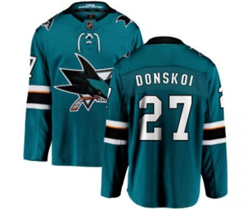San Jose Sharks #27 Joonas Donskoi Fanatics Branded Teal Green Home Breakaway NHL Jersey