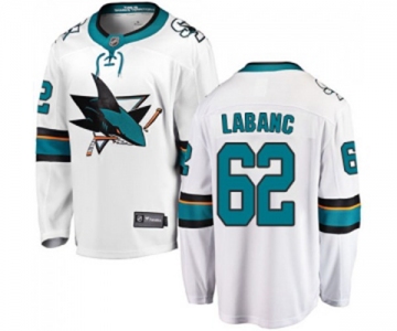 San Jose Sharks #62 Kevin Labanc Fanatics Branded White Away Breakaway NHL Jersey