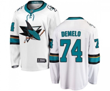 San Jose Sharks #74 Dylan DeMelo Fanatics Branded White Away Breakaway NHL Jersey