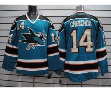 nhl jerseys san jose sharks #14 cheechoo blue