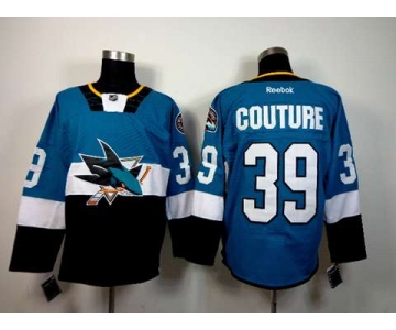 nhl jerseys san jose sharks #39 couture blue-black