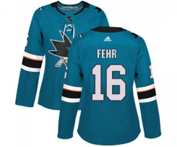 Women Adidas San Jose Sharks #16 Eric Fehr Premier Teal Green Home NHL Jersey