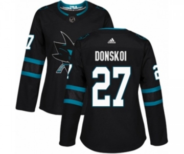 Women Adidas San Jose Sharks #27 Joonas Donskoi Premier Black Alternate NHL Jersey