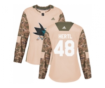 Women Adidas San Jose Sharks #48 Tomas Hertl Camo Authentic 2017 Veterans Day Stitched NHL Jersey