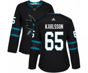 Women Adidas San Jose Sharks #65 Erik Karlsson Authentic Black Alternate NHL Jersey