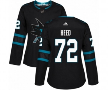 Women Adidas San Jose Sharks #72 Tim Heed Premier Black Alternate NHL Jersey