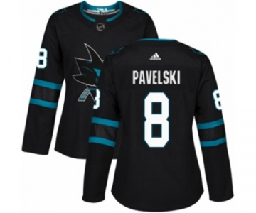 Women Adidas San Jose Sharks #8 Joe Pavelski Authentic Black Alternate NHL Jersey