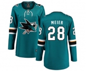 Women San Jose Sharks #28 Timo Meier Fanatics Branded Teal Green Home Breakaway NHL Jersey