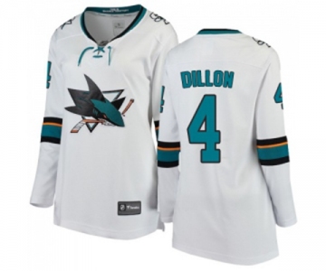 Women San Jose Sharks #4 Brenden Dillon Fanatics Branded White Away Breakaway NHL Jersey
