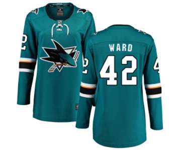 Women San Jose Sharks #42 Joel Ward Fanatics Branded Teal Green Home Breakaway NHL Jersey