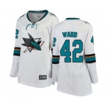 Women San Jose Sharks #42 Joel Ward Fanatics Branded White Away Breakaway NHL Jersey