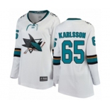Women San Jose Sharks #65 Erik Karlsson Fanatics Branded White Away Breakaway NHL Jersey