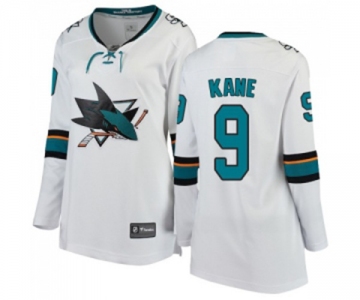 Women San Jose Sharks #9 Evander Kane Fanatics Branded White Away Breakaway NHL Jersey