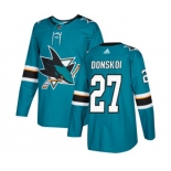 Youth Adidas San Jose Sharks #27 Joonas Donskoi Premier Teal Green Home NHL Jersey