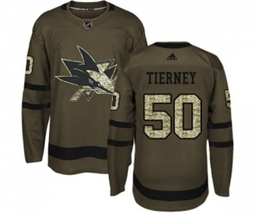 Youth Adidas San Jose Sharks #50 Chris Tierney Authentic Green Salute to Service NHL Jersey