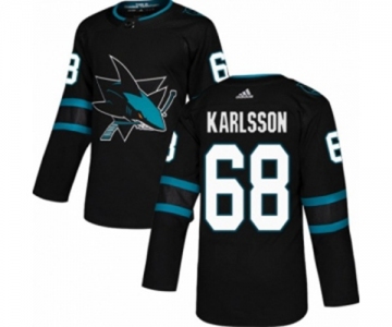 Youth Adidas San Jose Sharks #68 Melker Karlsson Premier Black Alternate NHL Jersey