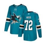 Youth Adidas San Jose Sharks #72 Tim Heed Authentic Teal Green Home NHL Jersey