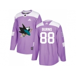 Youth Adidas San Jose Sharks #88 Brent Burns Purple Authentic Fights Cancer Stitched NHL Jersey